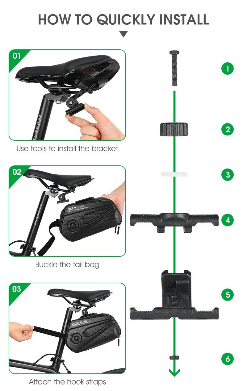 BIKING Fahrradhecktasche 2,6L - Wasserdichte Hartschale mit Reflektor streifen für Mountainbike & Rennrad