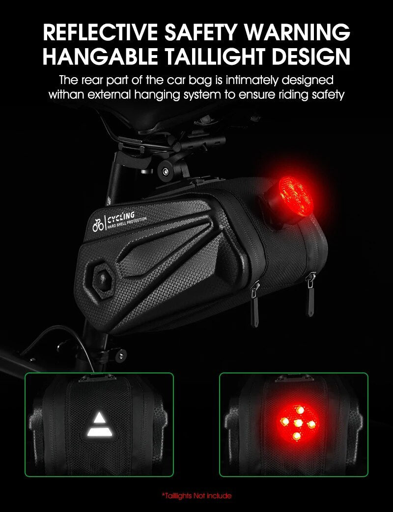 BIKING Fahrradhecktasche 2,6L - Wasserdichte Hartschale mit Reflektor streifen für Mountainbike & Rennrad
