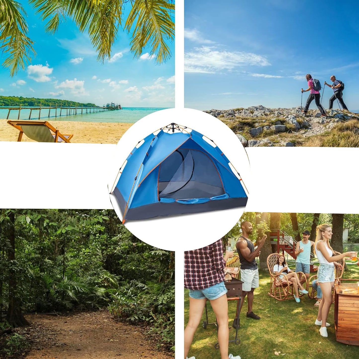 Kuppelzelt Automatische Campingzelte 3-4 Personen Baldachin