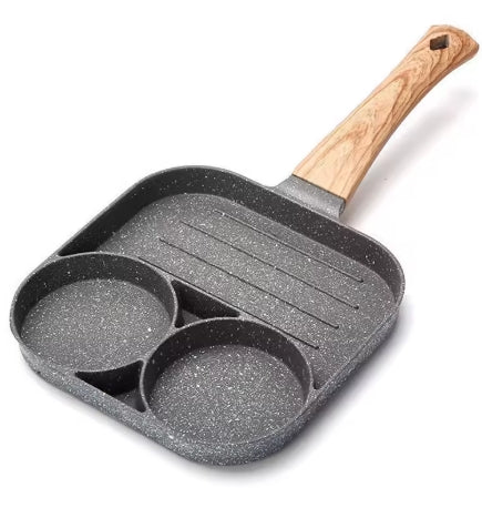 3-in-1 Multifunktions-Bratpfanne mit Holzgriff