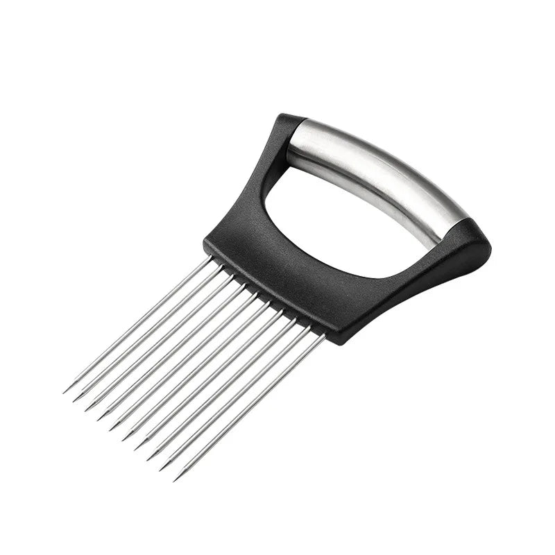 1pc Stainless Steel Onion Slicer Holder, Multipurpose Meat Tenderizers, Vegetable Potato Tomato Lemon Cutting Tool, Full Grip Ha