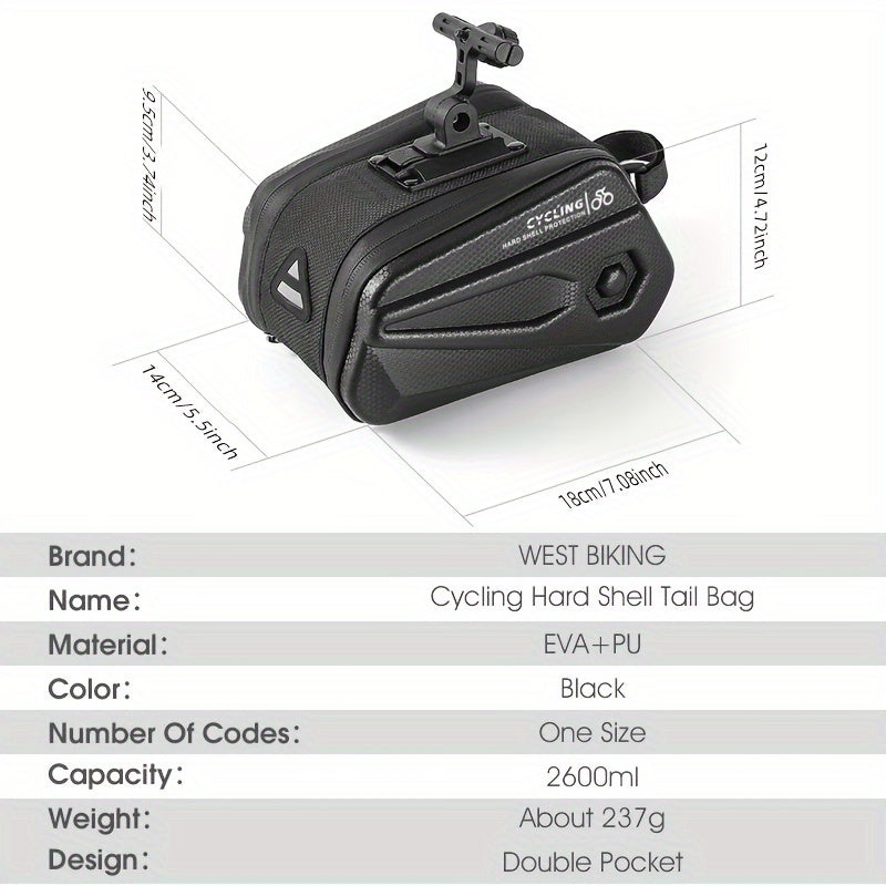 BIKING Fahrradhecktasche 2,6L - Wasserdichte Hartschale mit Reflektor streifen für Mountainbike & Rennrad