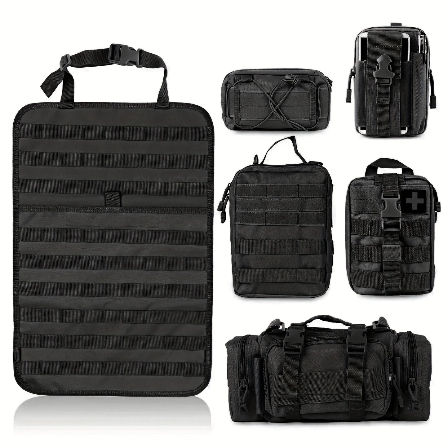 Taktischer Autositz-Organizer mit modularen Taschen