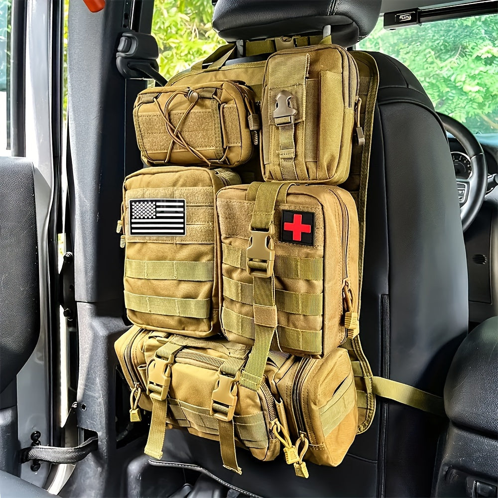 Taktischer Autositz-Organizer mit modularen Taschen