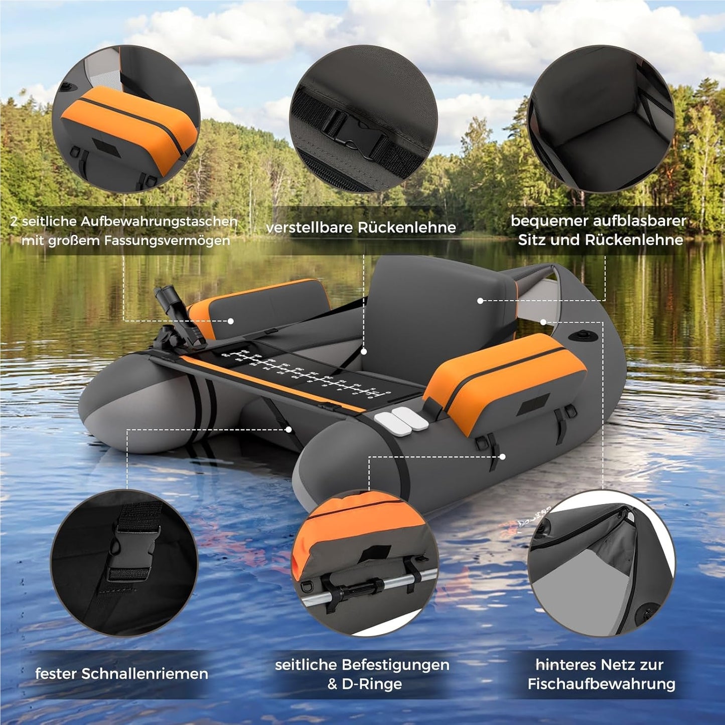 Fischerboot mit verstellbarer Rückenlehne