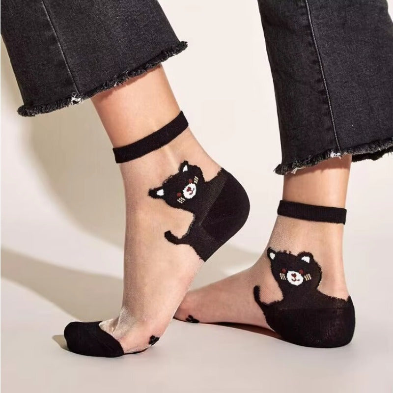 Niedliche Socken mit Cartoon-Katzen-Print