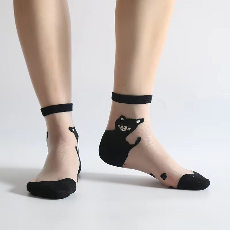 Niedliche Socken mit Cartoon-Katzen-Print