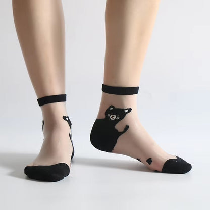 Niedliche Socken mit Cartoon-Katzen-Print