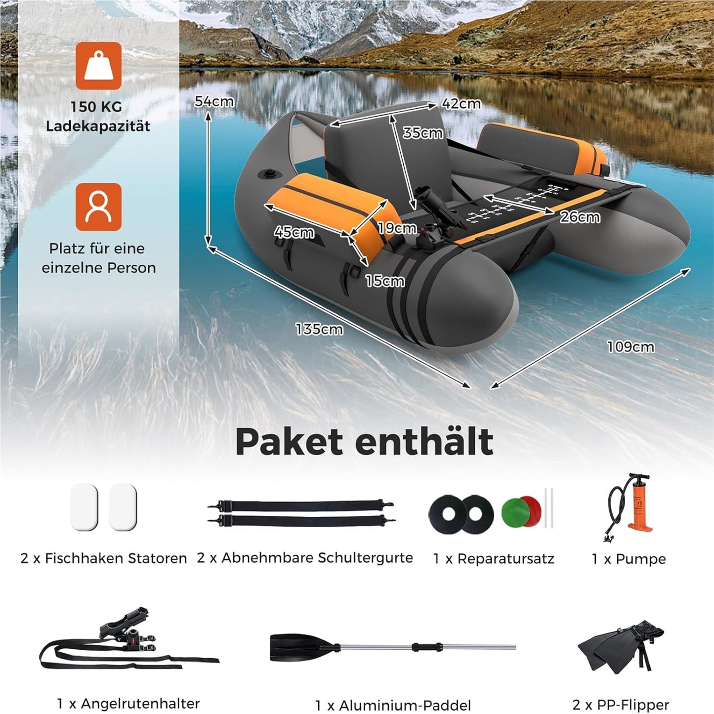 Fischerboot mit verstellbarer Rückenlehne