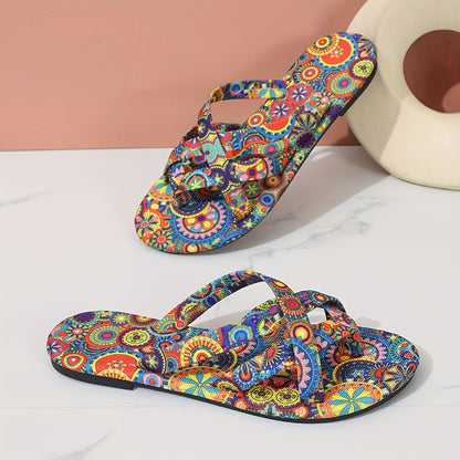 Slip-On-Sandalen mit geometrischem Print