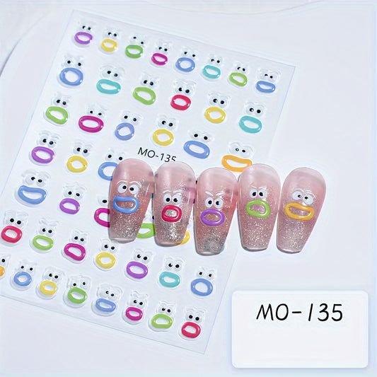 Nagelkunstaufkleber mit lustigem Ausdrucksdesign