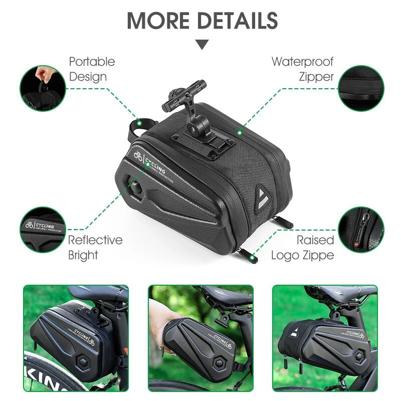 BIKING Fahrradhecktasche 2,6L - Wasserdichte Hartschale mit Reflektor streifen für Mountainbike & Rennrad