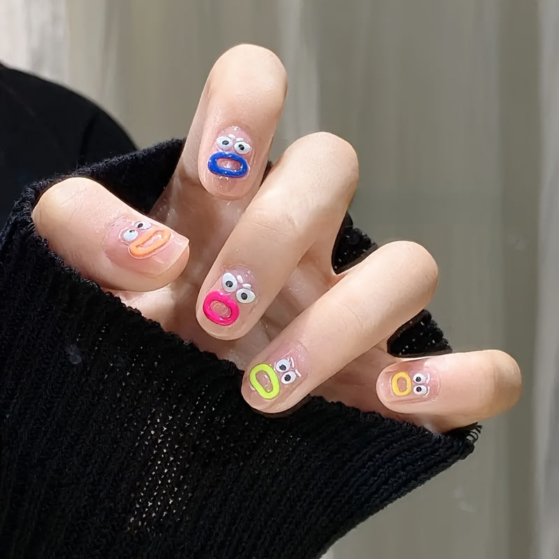 Nagelkunstaufkleber mit lustigem Ausdrucksdesign