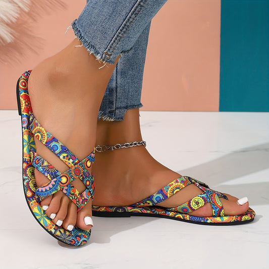 Slip-On-Sandalen mit geometrischem Print