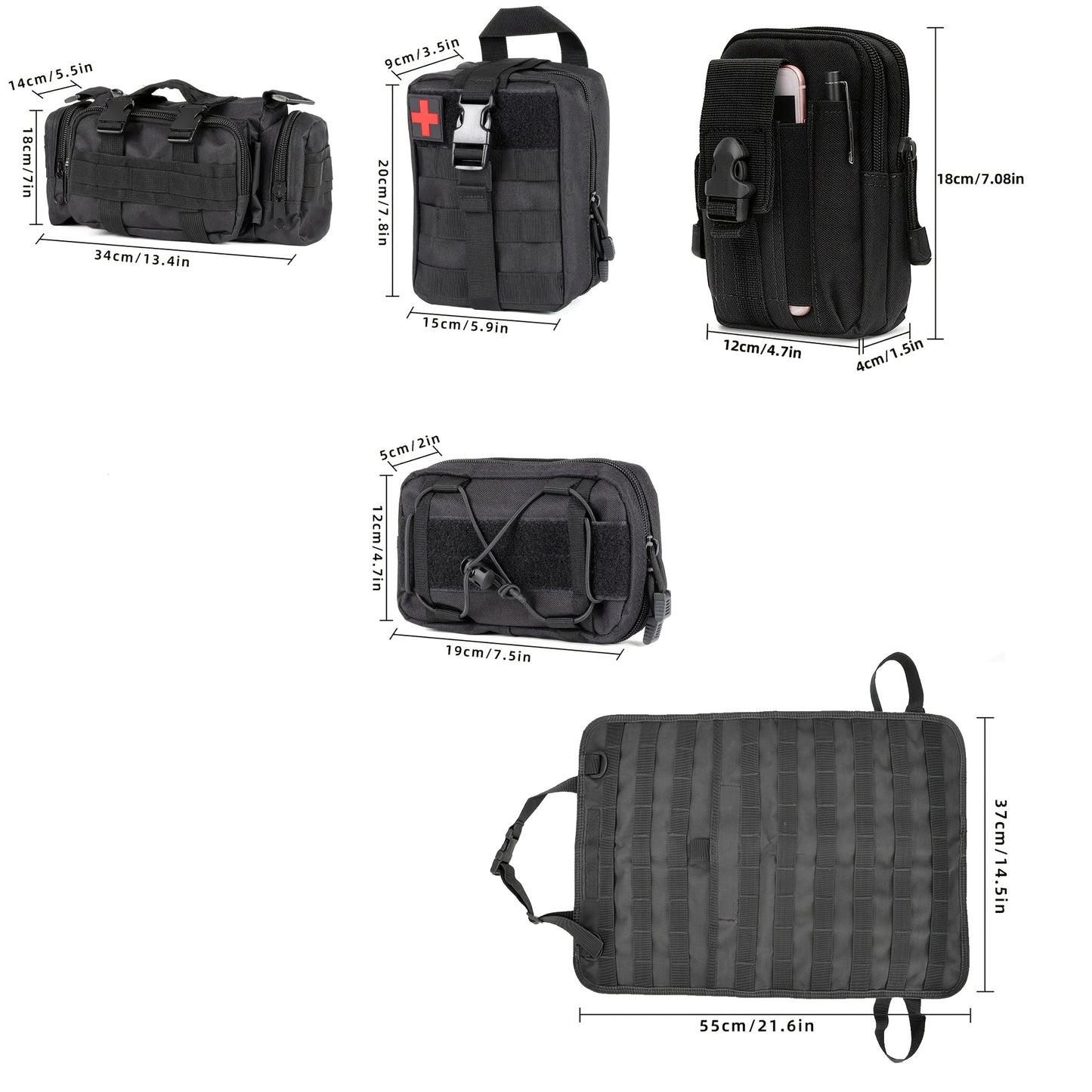 Taktischer Autositz-Organizer mit modularen Taschen