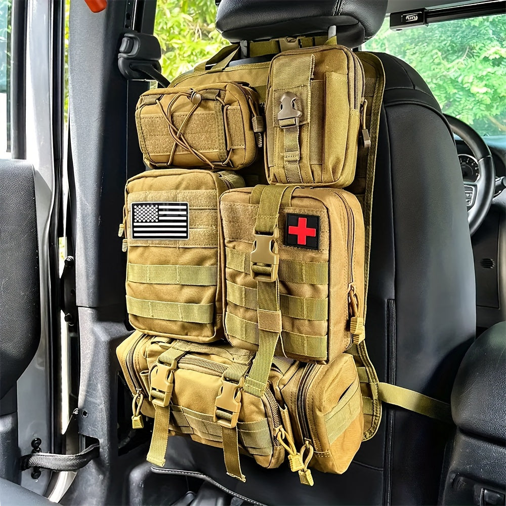 Taktischer Autositz-Organizer mit modularen Taschen