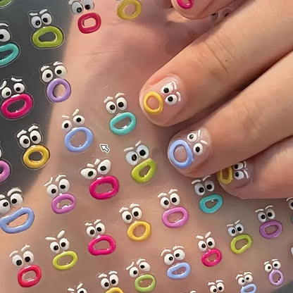 Nagelkunstaufkleber mit lustigem Ausdrucksdesign