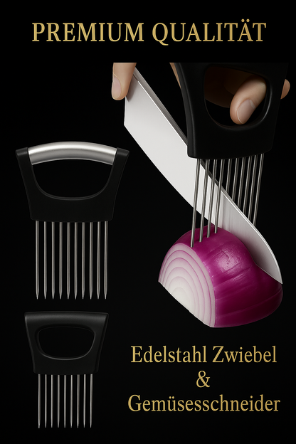 Edelstahl Zwiebel & Gemüseschneider mit Halterung