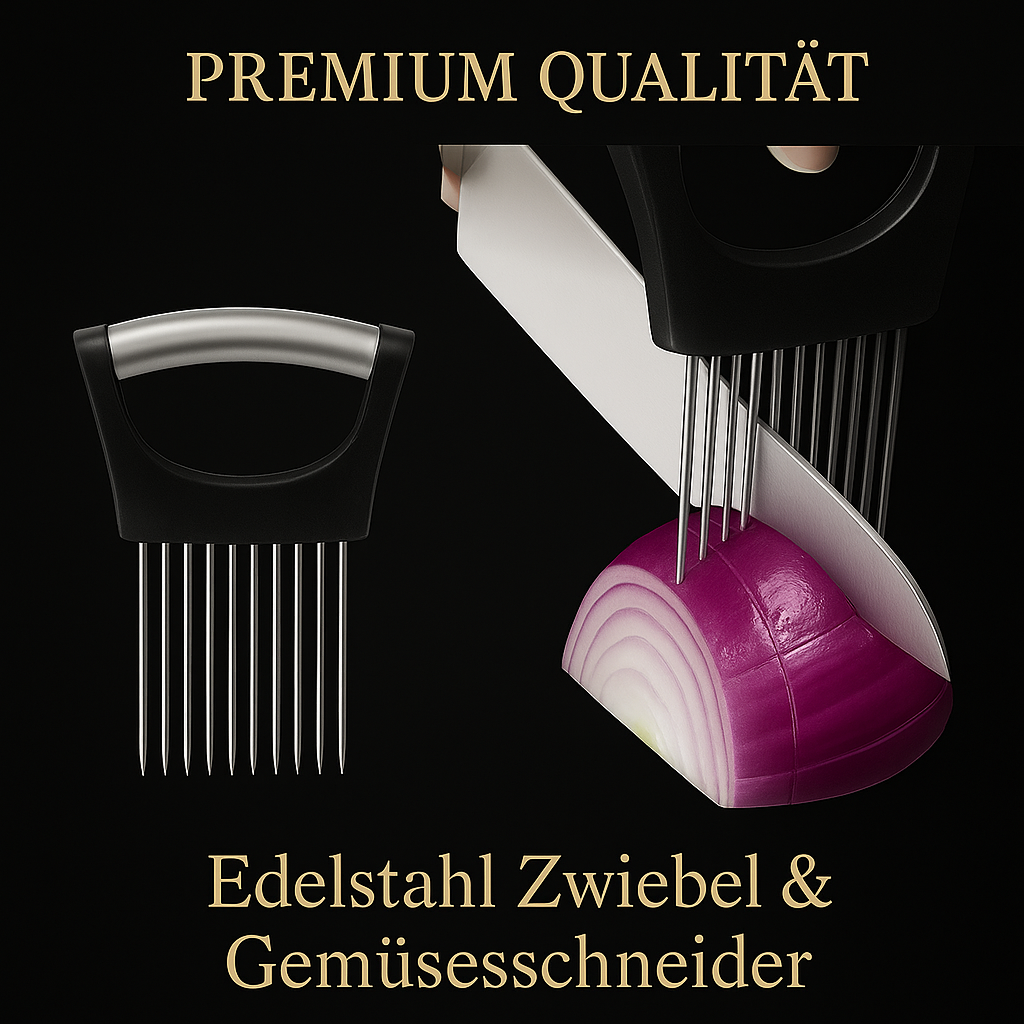 Edelstahl Zwiebel & Gemüseschneider mit Halterung