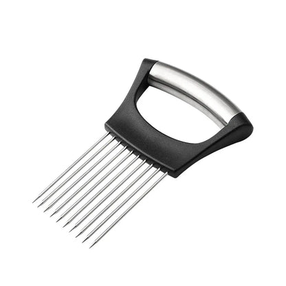 1pc Stainless Steel Onion Slicer Holder, Multipurpose Meat Tenderizers, Vegetable Potato Tomato Lemon Cutting Tool, Full Grip Ha