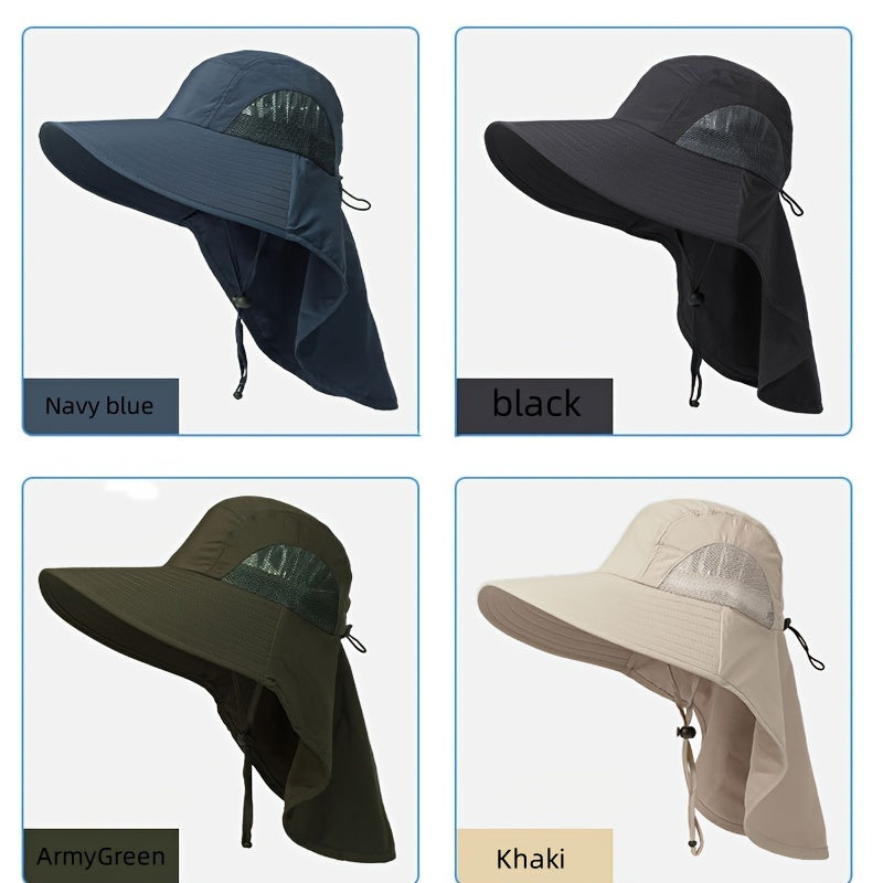 Unisex-Sonnenhut mit breiter Krempe und Nackenschutz