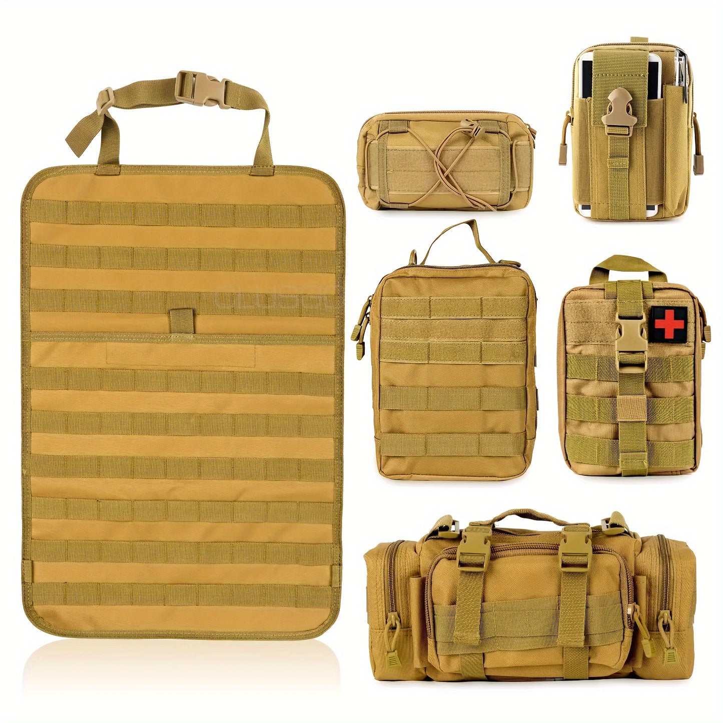 Taktischer Autositz-Organizer mit modularen Taschen