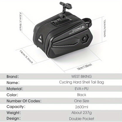 BIKING Fahrradhecktasche 2,6L - Wasserdichte Hartschale mit Reflektor streifen für Mountainbike & Rennrad