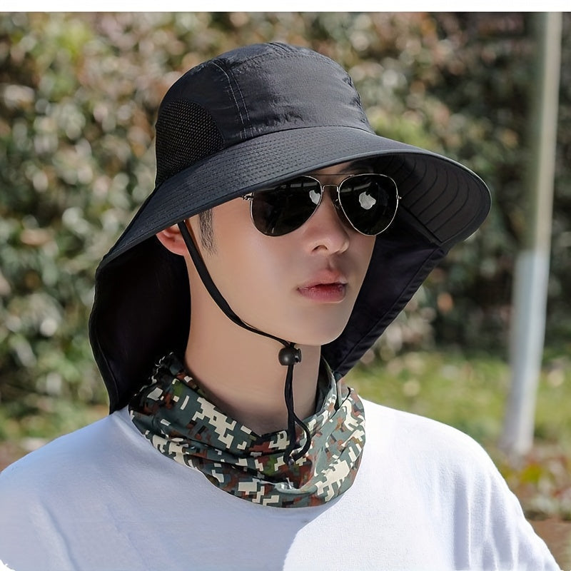 Unisex-Sonnenhut mit breiter Krempe und Nackenschutz