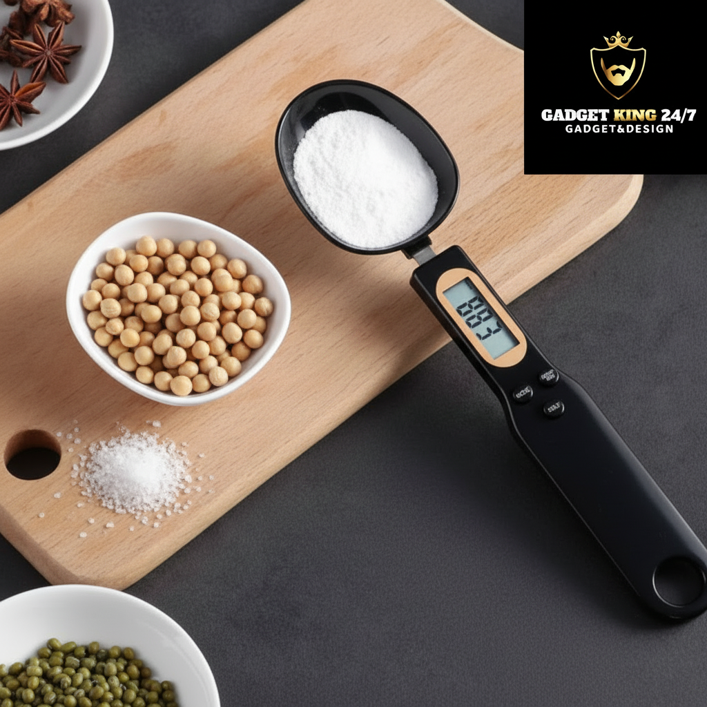 Digitaler Messlöffel schwarz mit Gadget King Logo